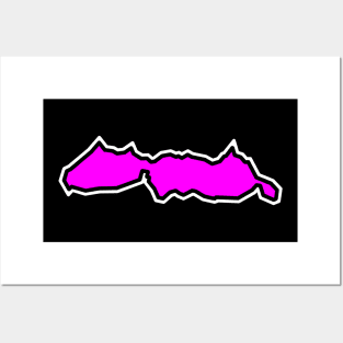 Malcolm Island in a Hot Pink Silhouette - Sointula - Malcom Island Posters and Art